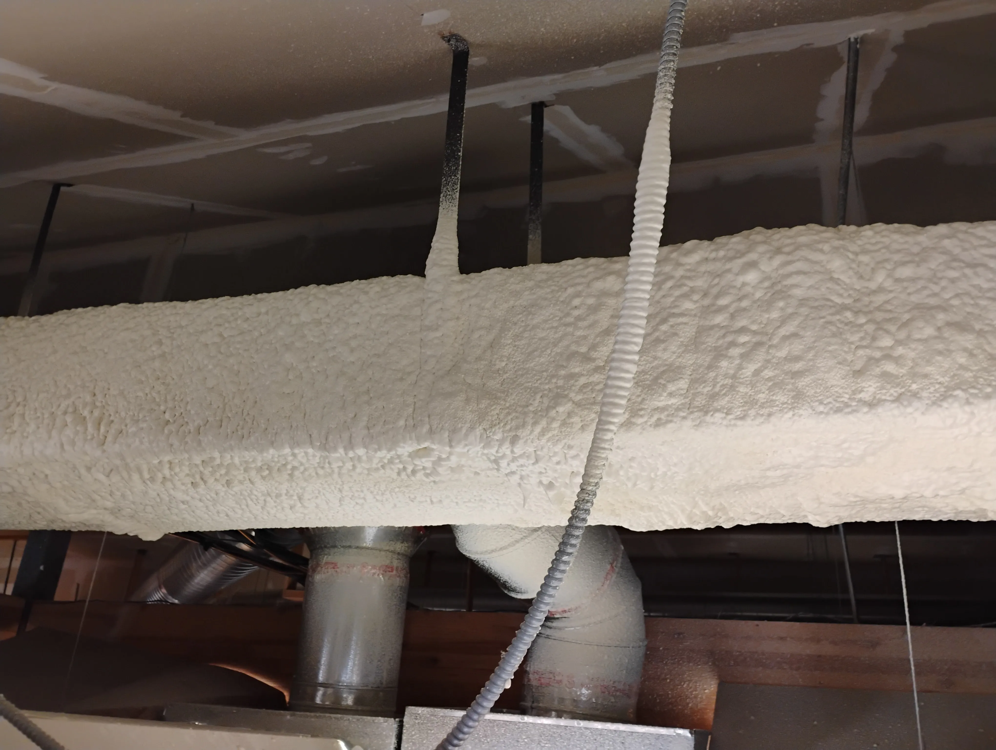 Spray foam installation close-up